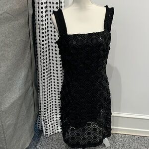 Sara Campbell Black Embellished Square-Neck Dress.  Size 12